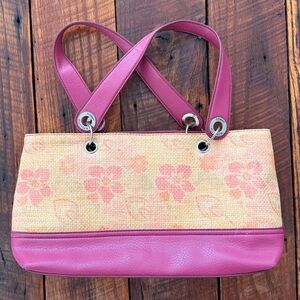 Tommy Hilfiger Pink and Tan Floral Shoulder Bag